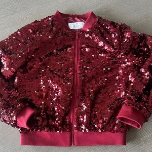 H&M Shimmering Red Sequin Kids Dance Jacket